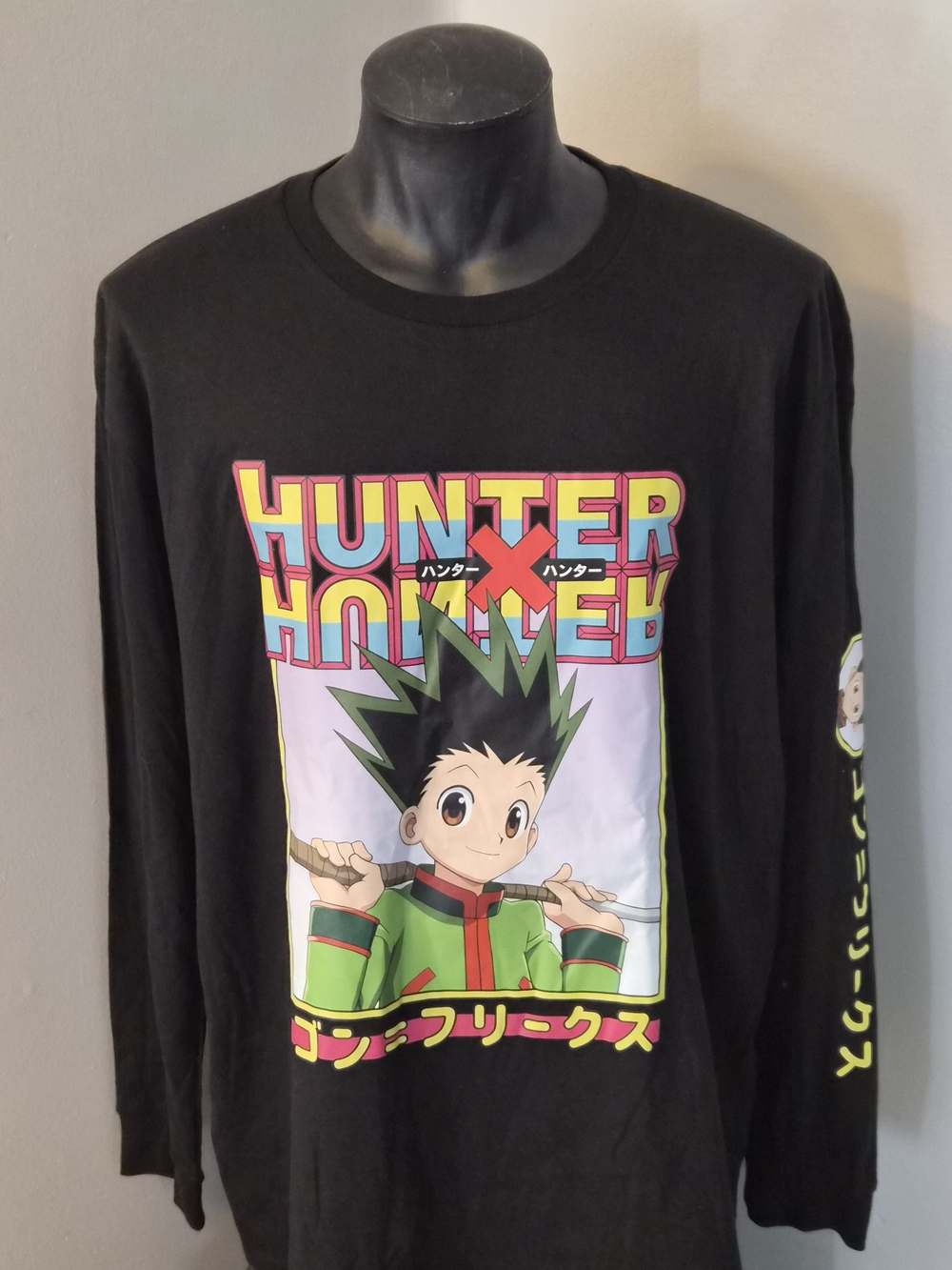 Hunter x Hunter Gon Freecss Anime Long Sleeve Graphic T-Shirt XL Black